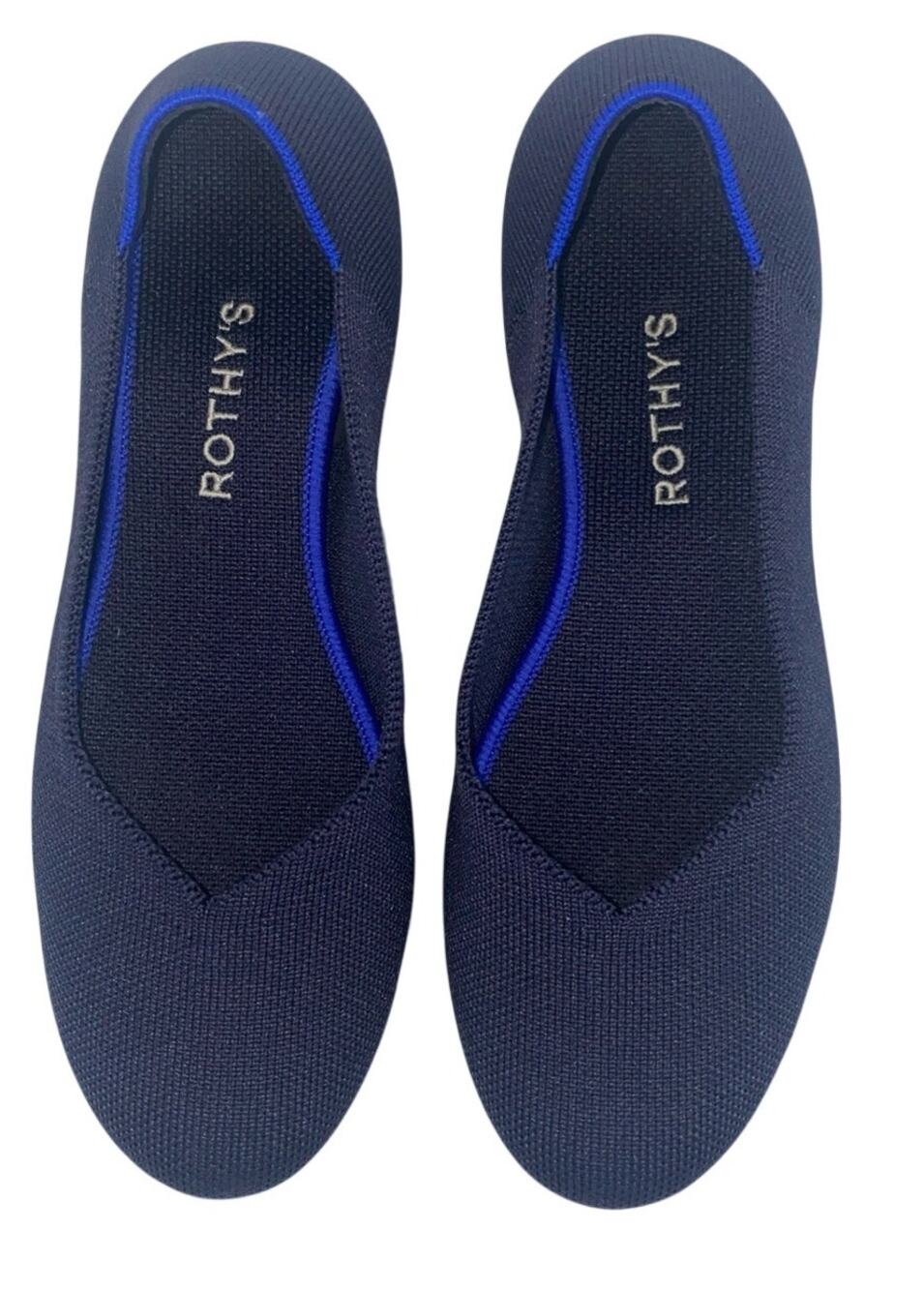 Rothy’s The Round Toe Ballet Flats Solid Navy Size 9 Recycled Materials